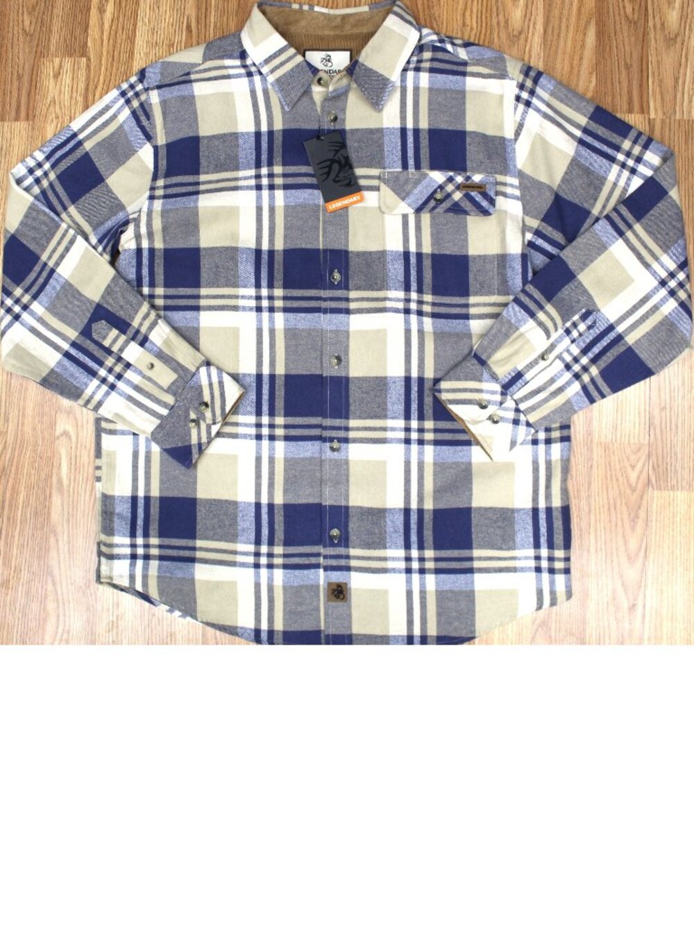 NEW! LEGENDARY WHITETAILS FLANNEL WORK SHIRT 100% COTTON PLAID Sz LARGE, L